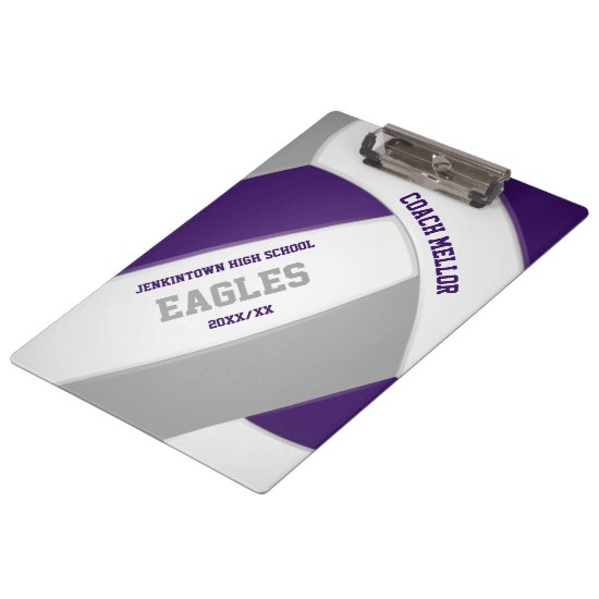 purple gray team colors volleyball coach clipboard