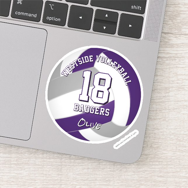 purple gray team colors volleyball player sticker (Detail)