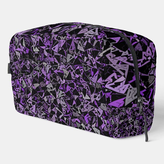 Purple Gray Triangle Pattern Toiletry Bag (Right Corner)