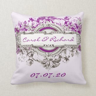 Purple Gray Vintage Floral Wedding Sweetheart