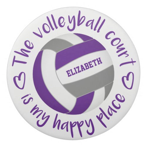 purple gray volleyball court my happy place eraser