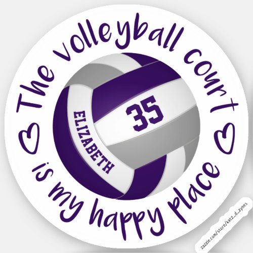 purple gray volleyball court my happy place sticker