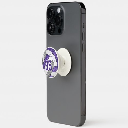 purple gray volleyball girls sports team colors PopSocket