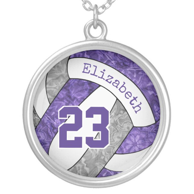 purple gray volleyball jewelry team sports girls (Front)