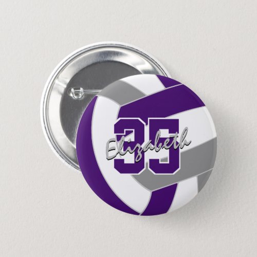 purple gray volleyball team colors button