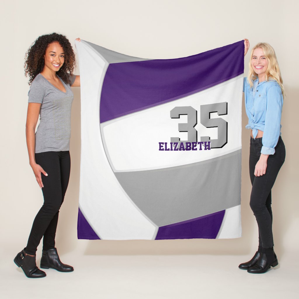 purple gray volleyball team colors room decor fleece blanket