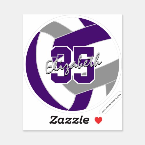 purple gray volleyball team colors  sticker