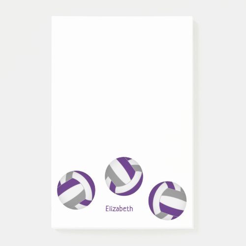 Purple gray volleyballs athlete name post_it notes