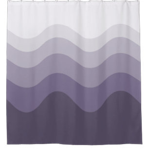 Purple Gray Wavey Stripe Modern Shower Curtain
