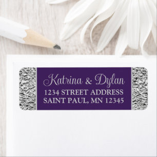 Purple, Gray Wedding Address Label