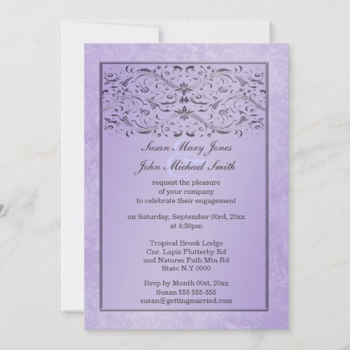 Purple gray wedding anniversary engagement invitations