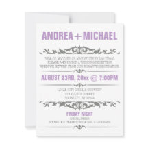 Purple & Gray Wedding Reception ONLY Invitations
