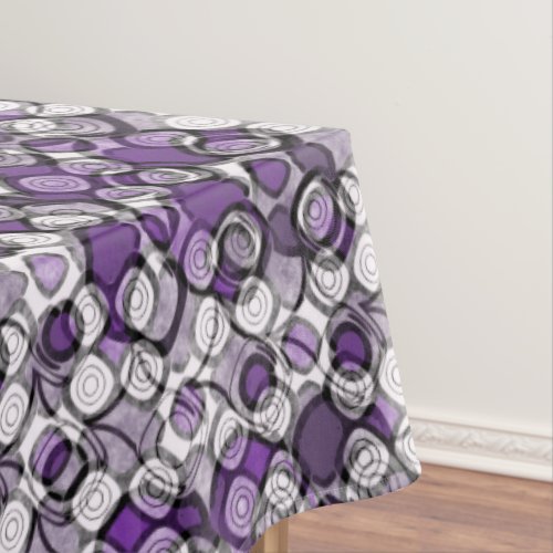 Purple Gray White Abstract Black Circles Tablecloth