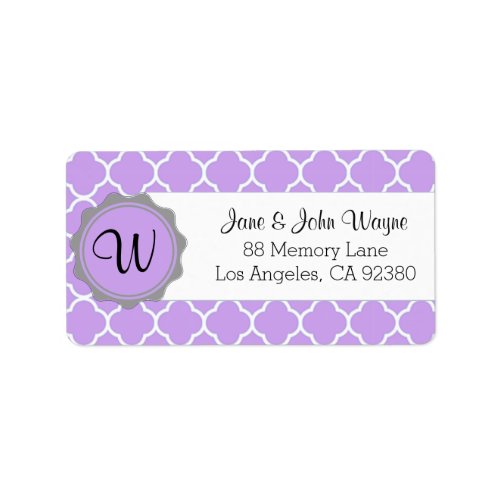 Purple Gray White Contemporary Monogram Label
