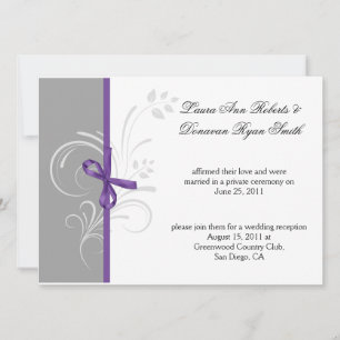 Purple Gray White Floral Swirls Post Weddi Invitation