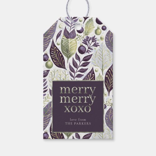 Purple Gre Christmas Merry Merry Pattern21 ID1009 Gift Tags