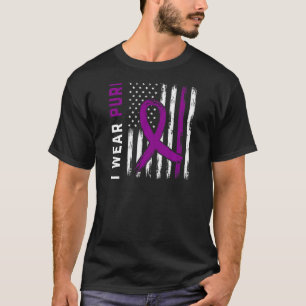 Purple Great Grandma Alzheimers Awareness Flag Pri T-Shirt