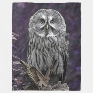 Purple Great Gray Owl Blanket