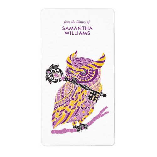 Purple Great Horned Owl Label