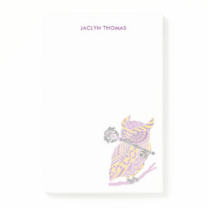 Purple Great Horned Owl Personalized Notes