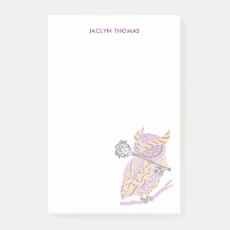 Purple Great Horned Owl Personalized Post-it Notes