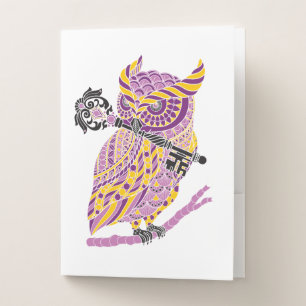 Purple Great Horned Owl Pocket Folder