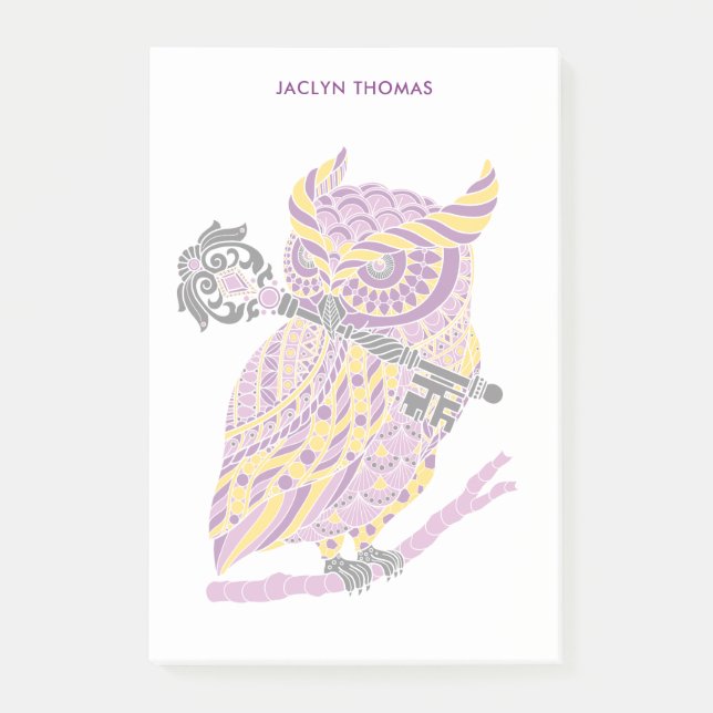 Purple Great Horned Owl Post-it Notes (Front)