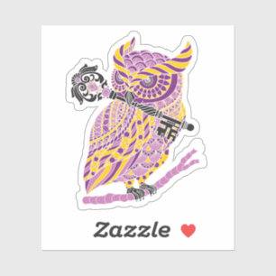 Purple Great Horned Owl Sticker