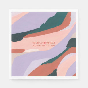 Purple & Green Abstract Art Painting Custom Text Napkins