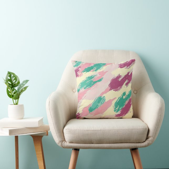 Purple Green Abstract Pattern Throw Pillow (Chair)
