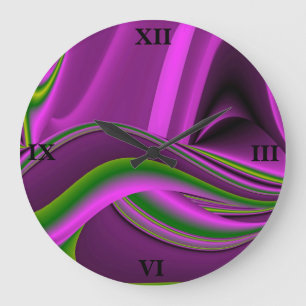 purple green abstract Rainbow-Art Large Clock