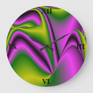 purple green abstract Rainbow-Art Large Clock
