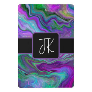 Purple, Green and Blue Fluid Art Abstract Mini Clipboard