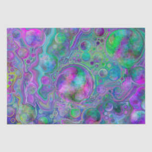 Purple, Green and Blue Fluid Art Bokeh Marble Tissue Paper