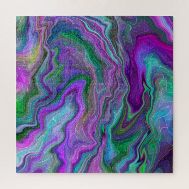 Purple, Green and Blue Fluid Art Jigsaw Puzzle (Vertical)