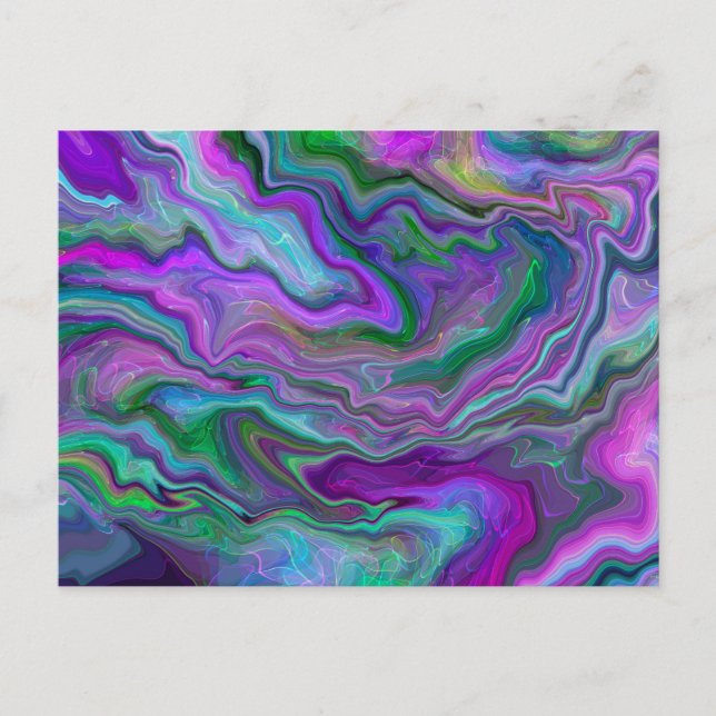 Purple, Green and Blue Fluid Art   Postcard (Front)