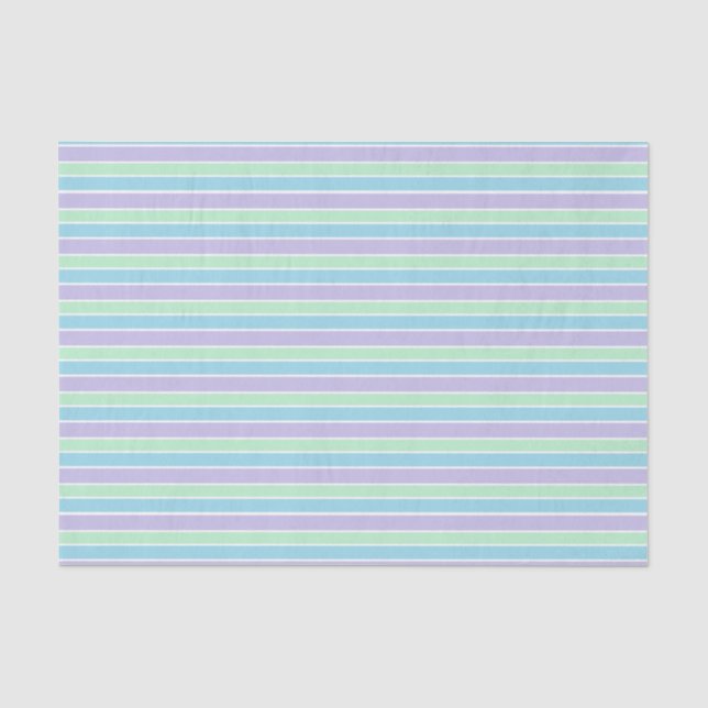 Purple, Green and Blue Pastel Stripes Tissue Paper (Front)