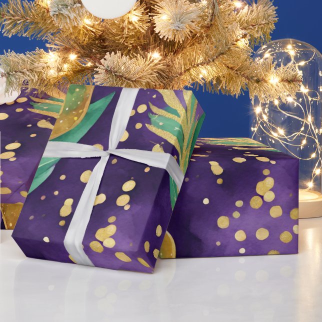 Purple, Green and Gold Mardi Gras Pattern Wrapping Paper (Holidays)