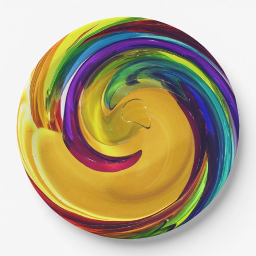 Purple green and gold swirl      paper plates