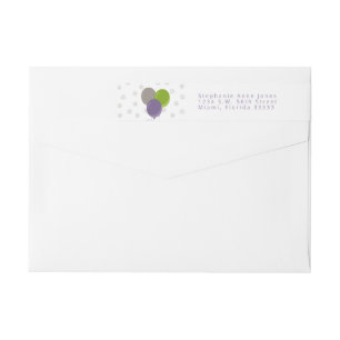 Purple Green and Gray Birthday Balloons Wrap Around Label