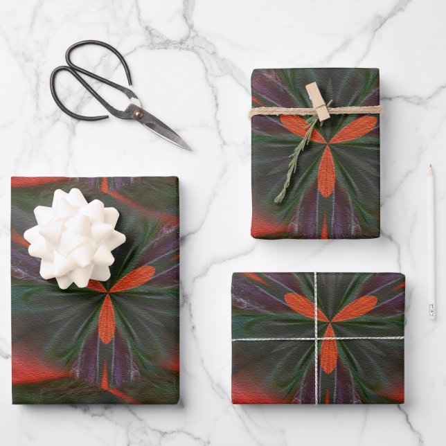 Purple Green And Orange Abstract Pattern  Wrapping Paper Sheets (Front)