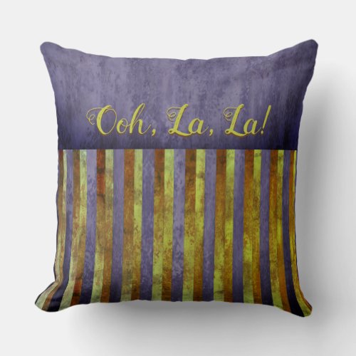 Purple Green and Rust French Inspired Stripes Throw Pillow