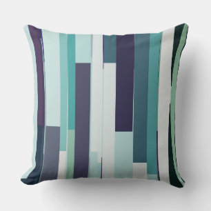 Purple, Green and Turquoise Abstract Stripes Throw Pillow