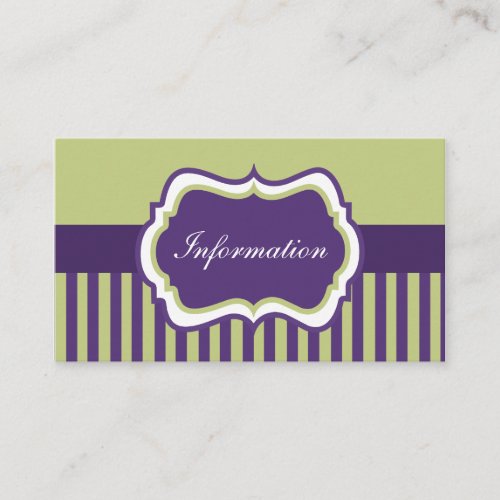 Purple, Green, and White Damask Enclosure Card Business Cards