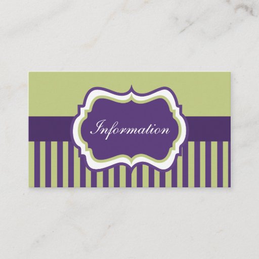 Customizable Purple, Green, and White Damask Enclosure Card Business Cards