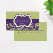 Purple, Green, and White Damask Wedding Favor Tag (Desk)