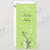 Purple, Green, and White Floral Menu Card (Front/Back)