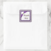 Purple, Green, and White Square Thank You Sticker (Bag)