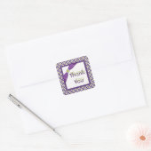 Purple, Green, and White Square Thank You Sticker (Envelope)