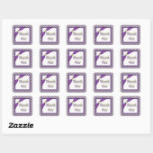 Purple, Green, and White Square Thank You Sticker (Sheet)